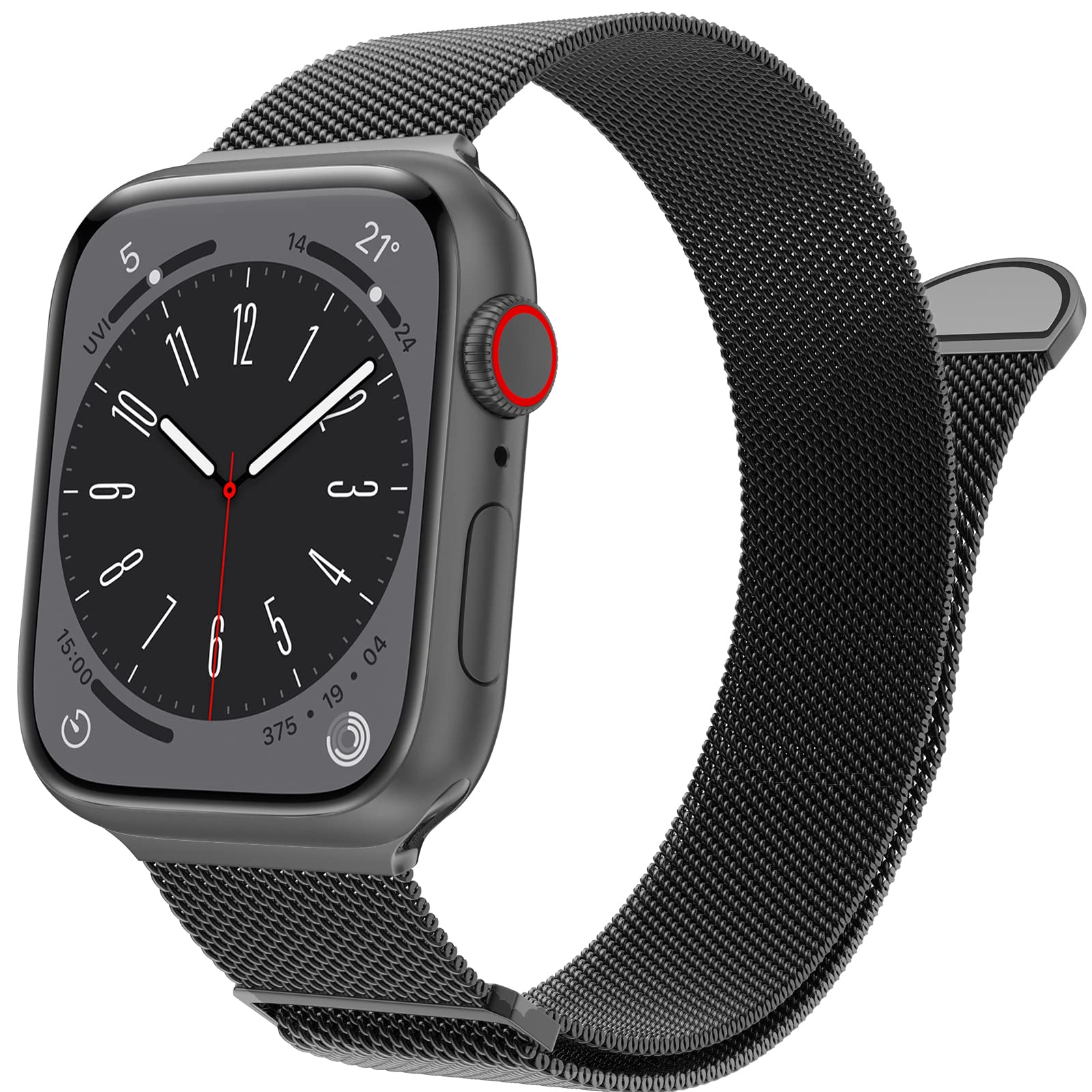 

Black Magnetic Strap for Apple Watch Series 10 9 8 7 SE 6 5 4 3 2 1 42mm 41mm 40mm 38mm Milanese Smart Watch Band As shown A