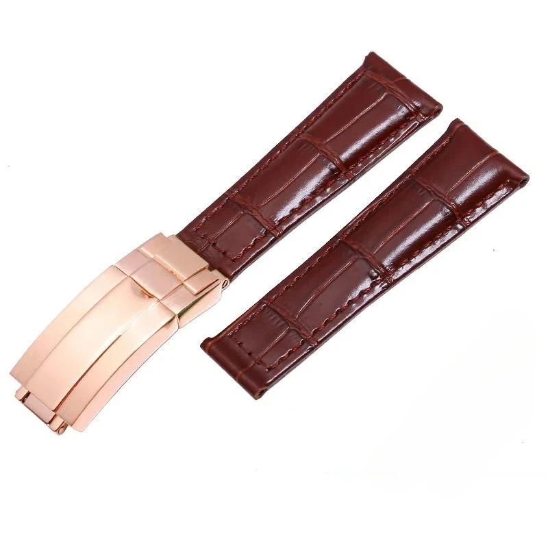 Crocodile Pattern Genuine Leather Watchbands 20mm for  Watch Strap Daytona Submariner  Bracelet Folding Buckle