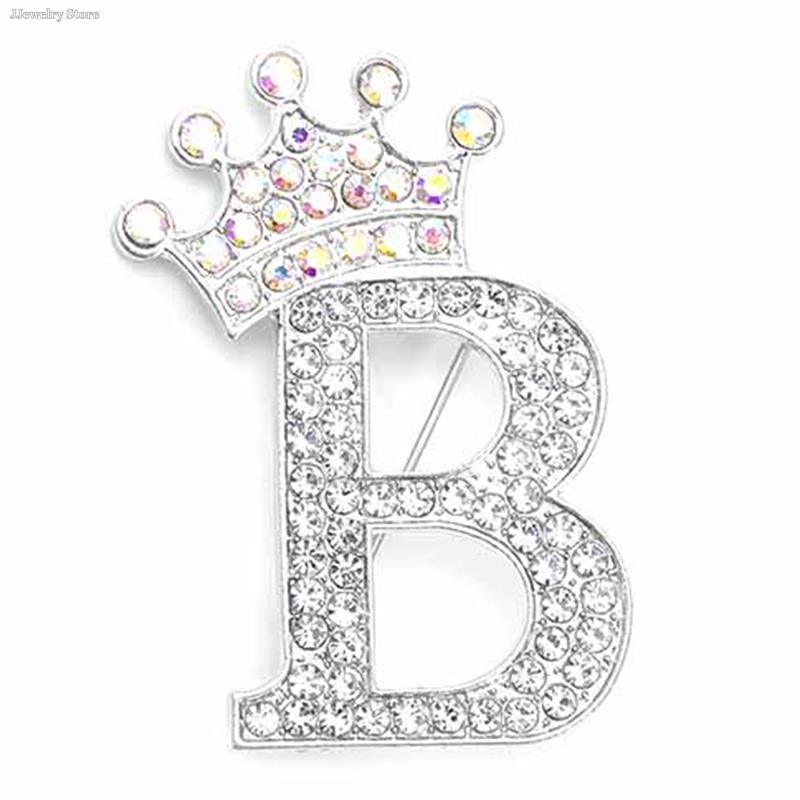 Nouvelle Broche 26 Lettres A-Z Strass Cristal Couleur Or Alphabet Anglais Épingles en Métal Accessoires de Bijouterie Mignons Cadeau de Noël