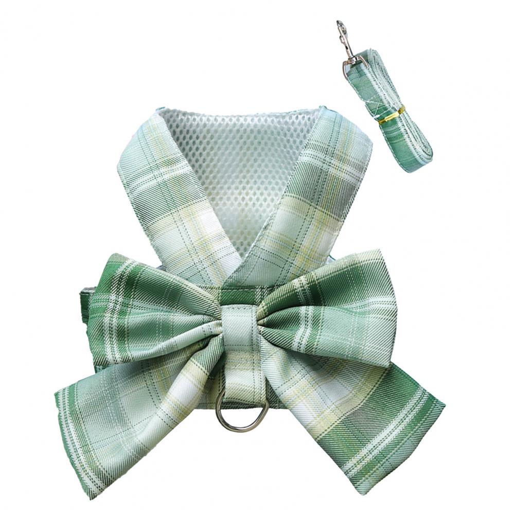 Rabbit JK Dresses and Leash Sets Mesh Plaid Pet Vest Harness Cat Bunny Chest Strap Set Small Animals Clothes Rabbits Accessories