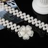Women Pearl Waist Chain Pearl Inlaid Diamond Elastic Belt With Waist Decoration Thin Belt Beaded Elastic Belt