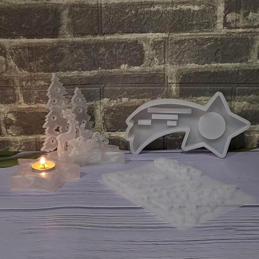 Christmas Resin Molds Food-Grade Easy Release Casting Moulds Christmas Tea Light Candle Holder Silicone Molds For Wax Plaster