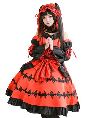 Costum Cosplay Tokisaki Kurumi cu Perucă Date A Live Halloween Lolita Gotică [milky time] -