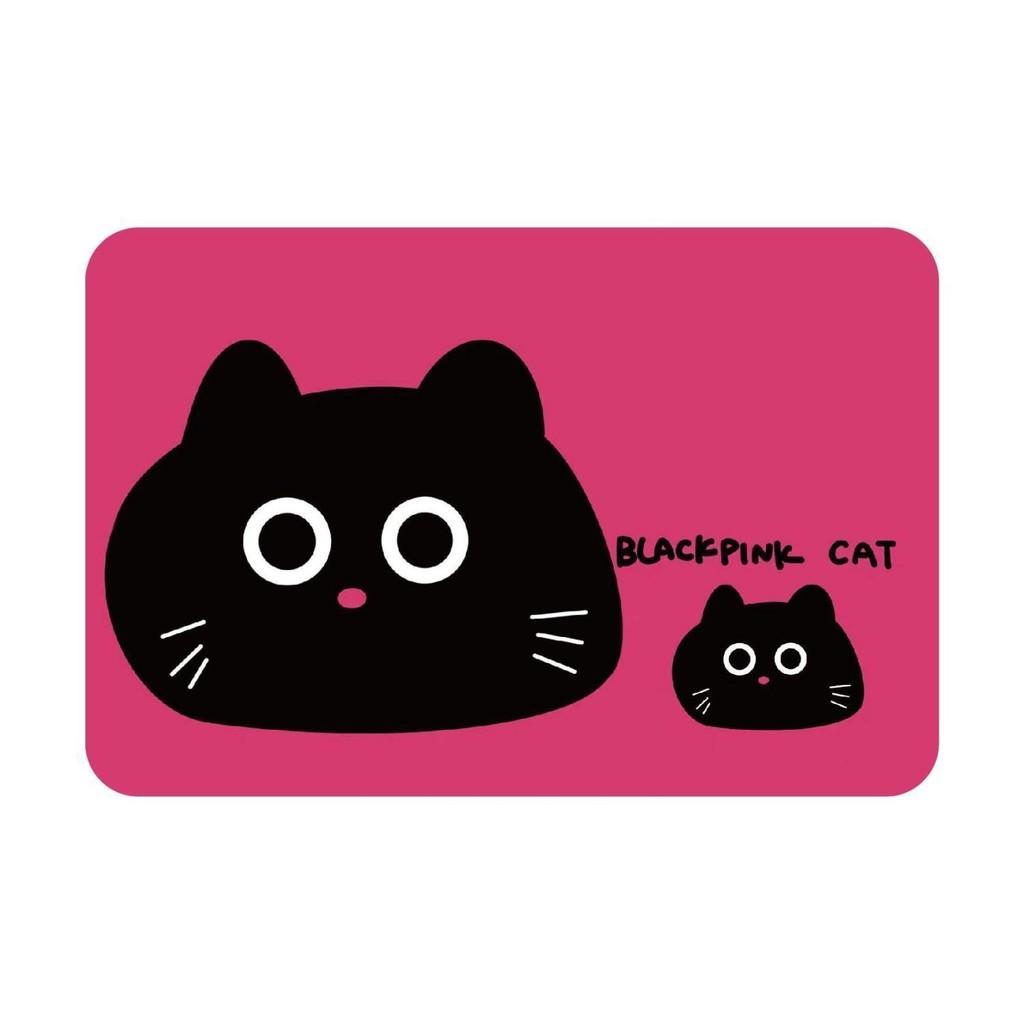 Cartoon Black Cute Cat Pattern Diatom Mud Anti Slip Pink Floor Mat Kitchen For 40x60cm