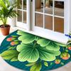 Blue Gold Feather Mandala Doormat Intricate Bohemian Pattern Non Slip Entry Rug For Entryway Hallway And Artistic Home Decor