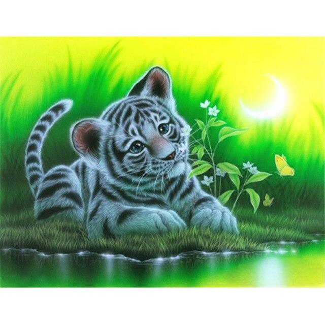 5D diamantová maľba zvieratká Tiger Diamantová mozaika DIY Plný štvorcový/okrúhly Živica Diamantové vyšívanie Krížové vyšívanie drahokamu Nástenné umenie