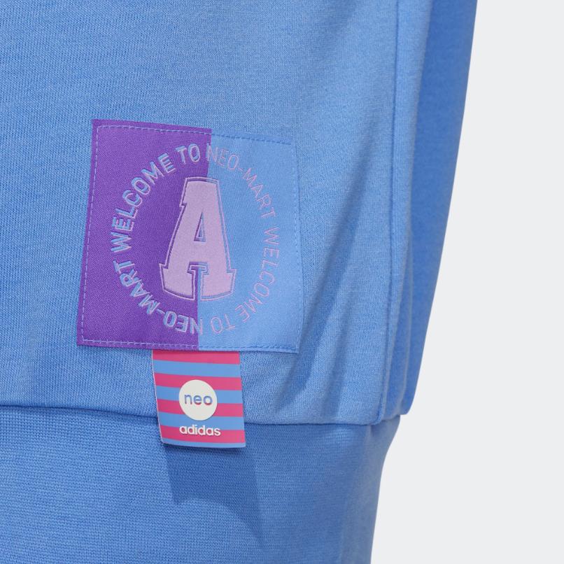 Adidas Neo Alphabet Print Sports Long Sleeve Crew Neck Sweatshirt Women Tops Blue IA6772