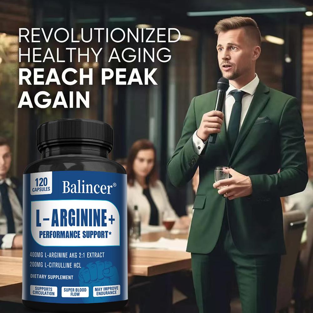 L-Arginin Plus L-Citrullin Kapseln, Leistungsunterstützung & Kreislauf-Supplement, 120 Stück