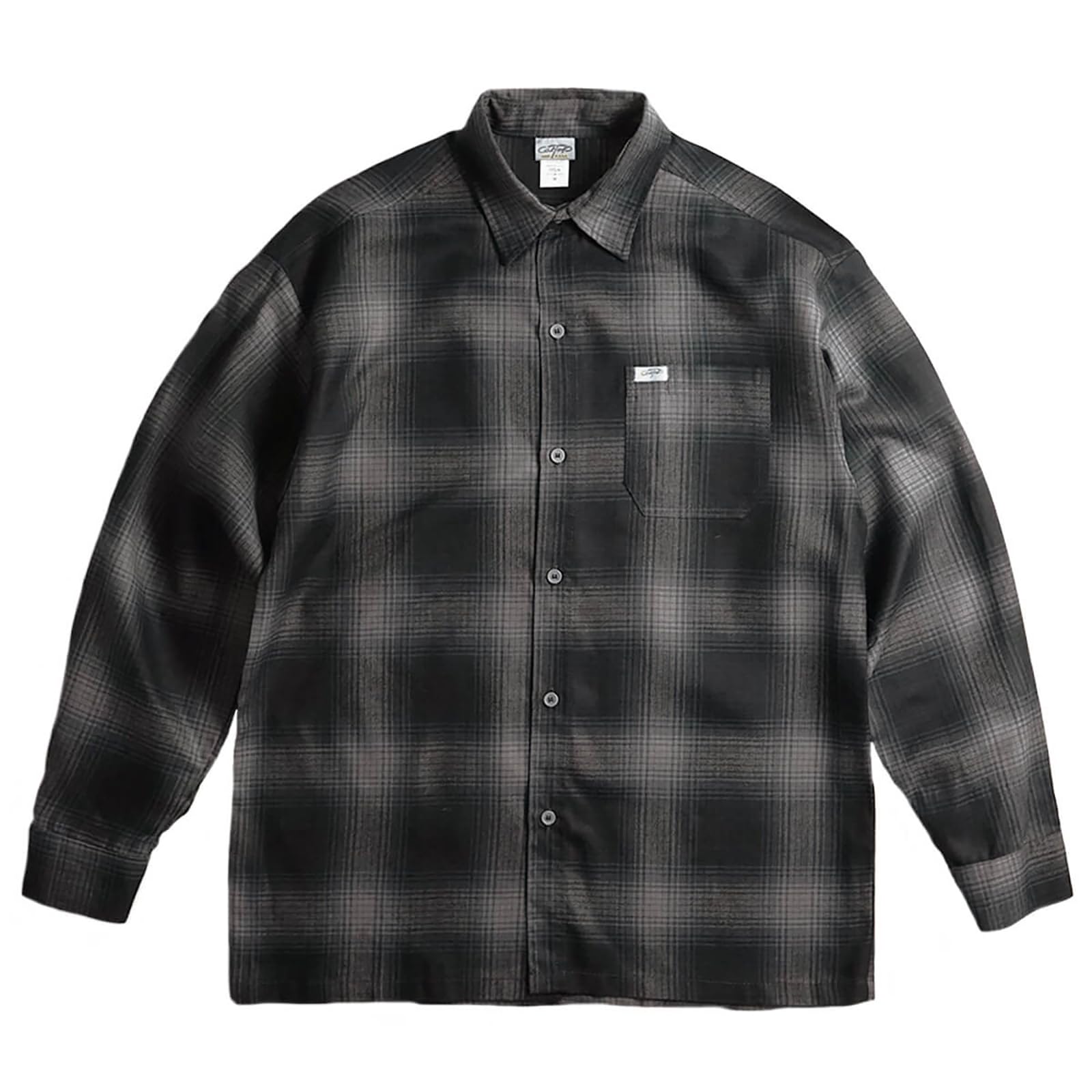 

CalTop 2000LS Фланелевая рубашка с длинным рукавом в клетку омбре, размер M, сделано в США, черно-угольный,