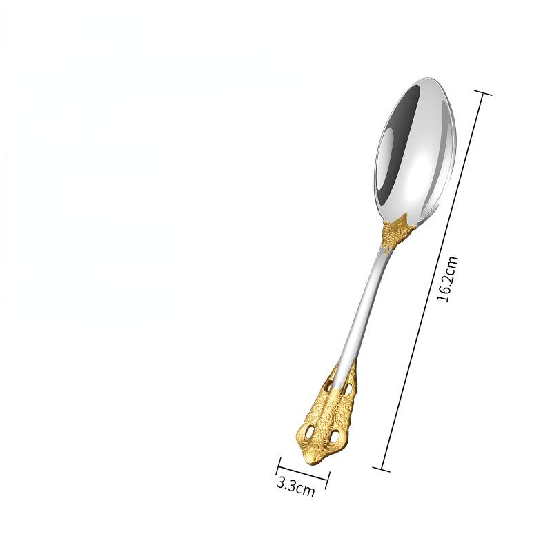 1 Pieces Luxury Gold Plated Cutlery Set Vintage Western Stainless Steel Tableware Wedding Engraving Dinnerware Knife Fork Spoon