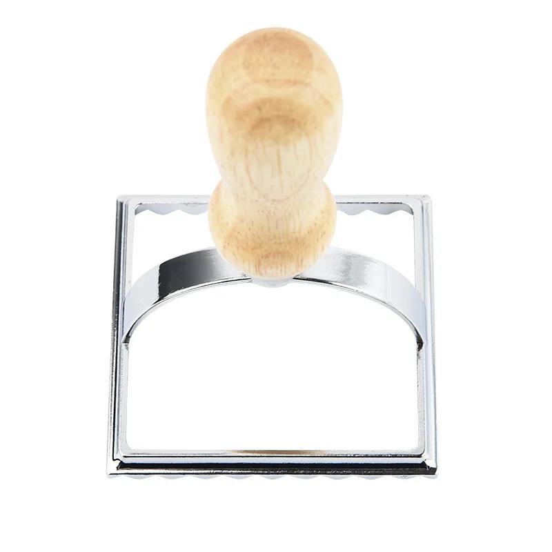 Manual Pasta Molds Home Ravioli Cutter Cookie Press Mold with Wooden Handle Kitchen Baking Tool for Dumplings Lasagna Pierogi