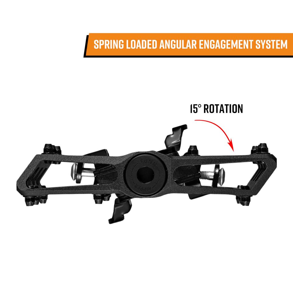 Funn Ripper2 Mountain Bike Clipless Pedals - Single-Sided Clip, Compact Platform Mountain Bike Pedals, SPD Cleat Compatible (Black)