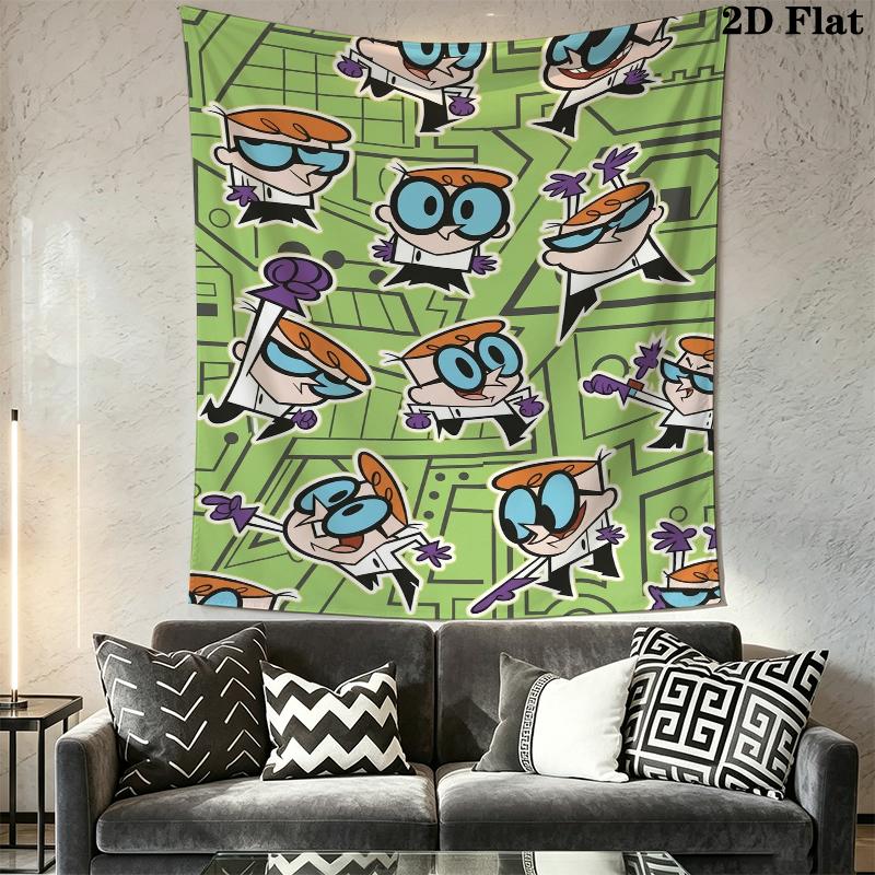 Dexter's Laboratory Wall Tapestry Aesthetic Wall Hanging Printed Fabric Blanket Decorative Tapestries for Bedroom Living Room Home Decor