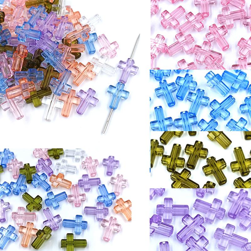 Home Party Supplies for Making DIY Transparent Jewelry Loose Spacer Beads 20Pcs/Pack Acrylic Cross Beads 13*16mm New Accessories