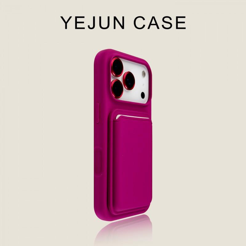 IPhone 18 Pro Max Case Pink White Liquid Silicone Cover With Magnetic Card Holder Large Cutout Camera Lens Protector
