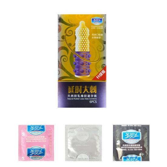 6Pcs Men Latex Contraceptive Condoms Sex Toys Delay Ejaculation Penis Sleeve
