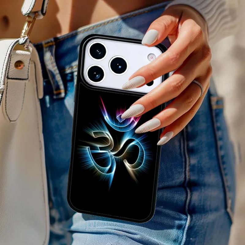 Aum Om Namaste Symbol Floral Zen Yoga Phone Case For iPhone 17 Air 14 15 13 12 Max Cover For Apple 16 16e 11 Pro Max Plus Coque