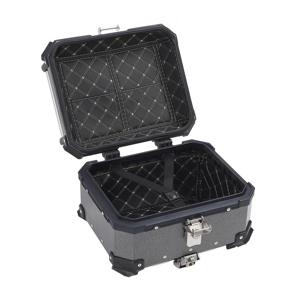 25L Motorcycle Top Case with Security Lock Waterproofing Aluminum Alloy Quick Release Trunk Top Box for Helmet Luggage