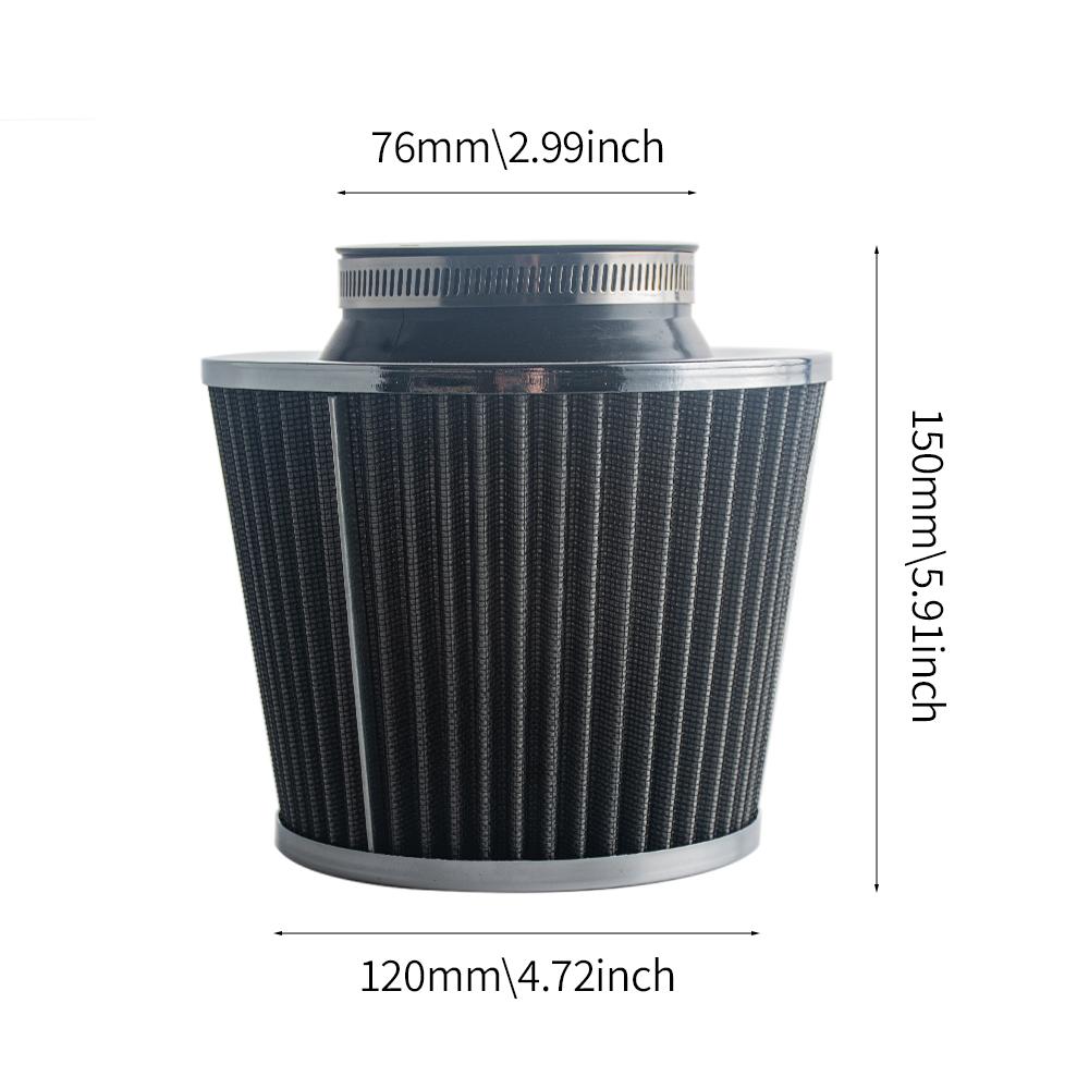 Universeller modifizierter Hochstrom-Luftfilter für Autos, Pilzkopf-Luftfilter 76mm, Universeller Pilzkopf-Luftfilter