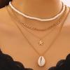 Natural Seashell Layered Necklace Tassel Ocean-Inspired Jewelry Beach Earrings Set Vacation Style Elegant Gift for Women