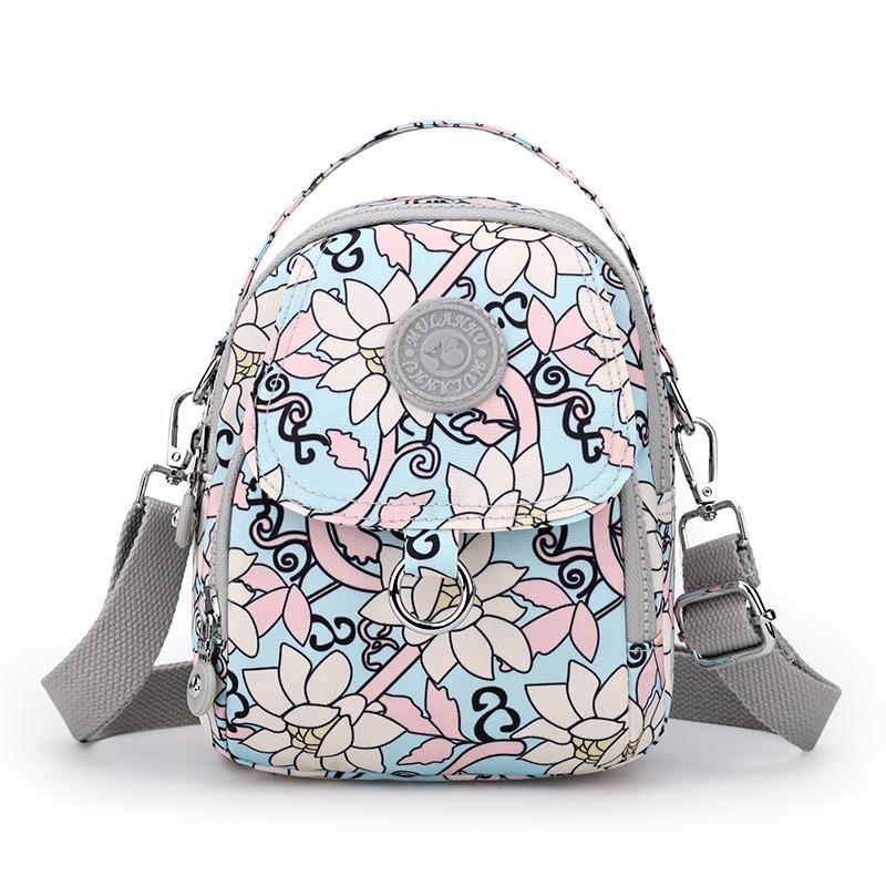 Winter new printed nylon cloth women's bag lightweight shoulder bag casual portable messenger change mobile phone bag