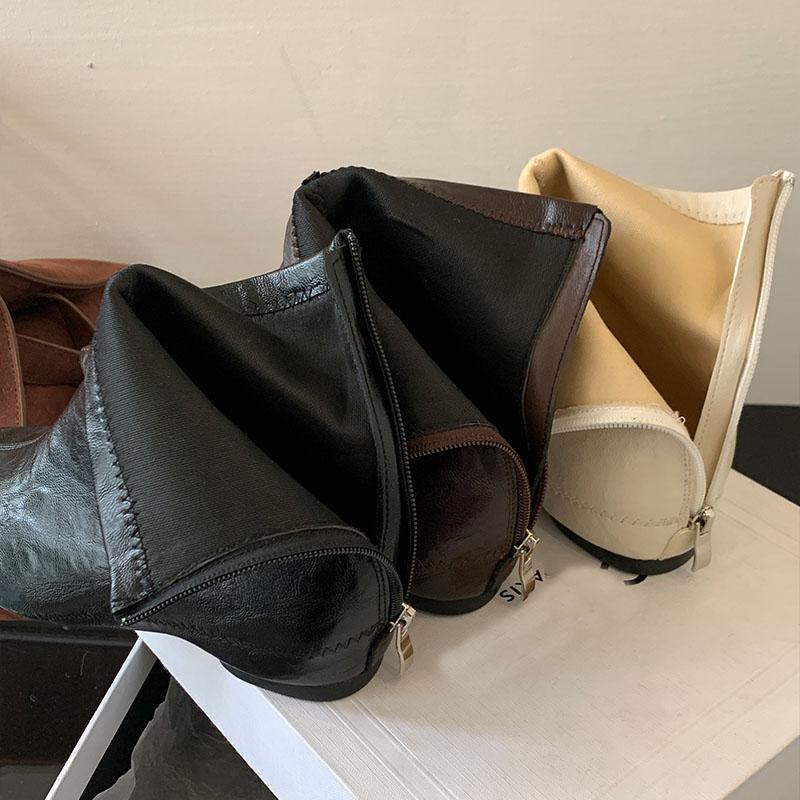 Female Zippers Women Ankle Stretch Boots With Height Increasing Shoes Pointed Toe Modern Ladies Short Boots Shoes