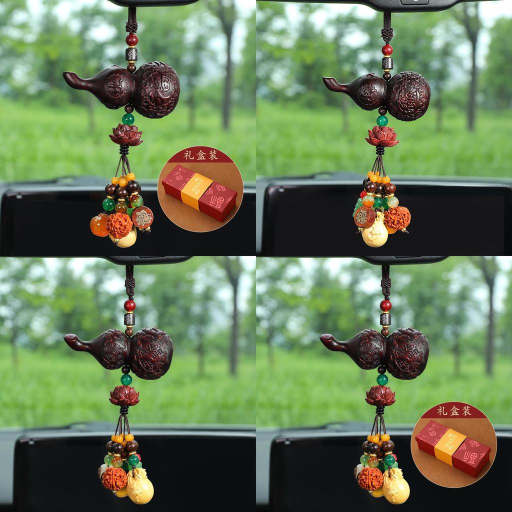 Style Wooden Car Hanging Pendant With Fortune Motifs For Peaceful Road Travel