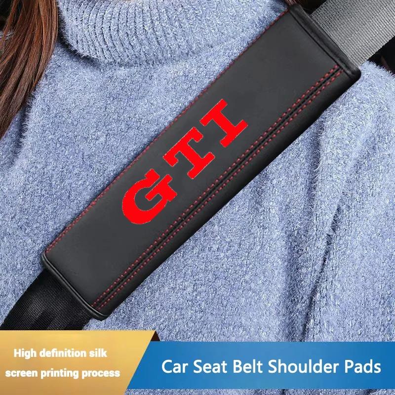 WGLRK1 2pcs Car Seat Belt cover Shoulder Pads with Embroidered Heart Design - Soft Cool Comfort Covers for Volkswagen VW GTI Emblem