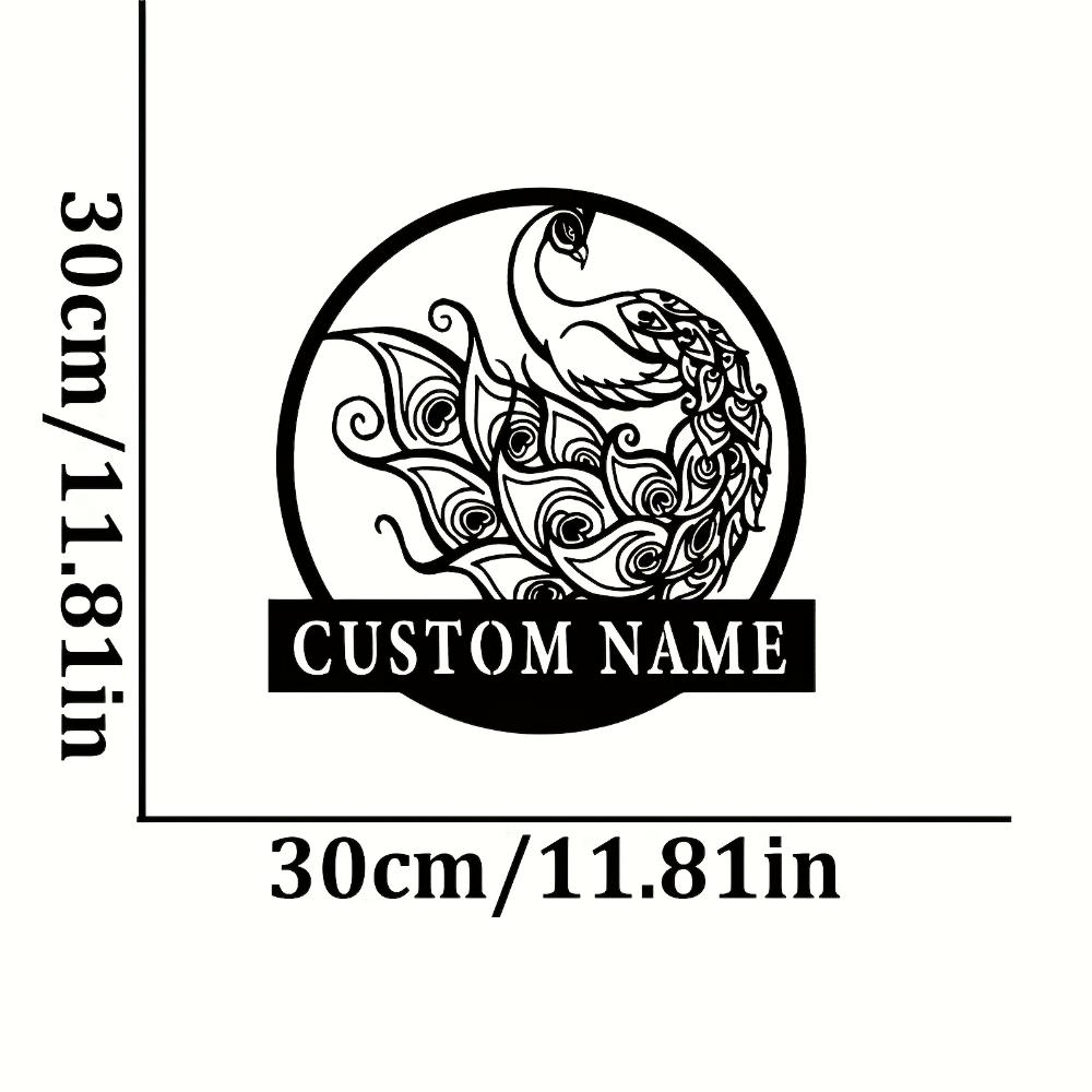 Peacock Metal Wall Sign Black Iron Surname Decor Home Patio Silhouette