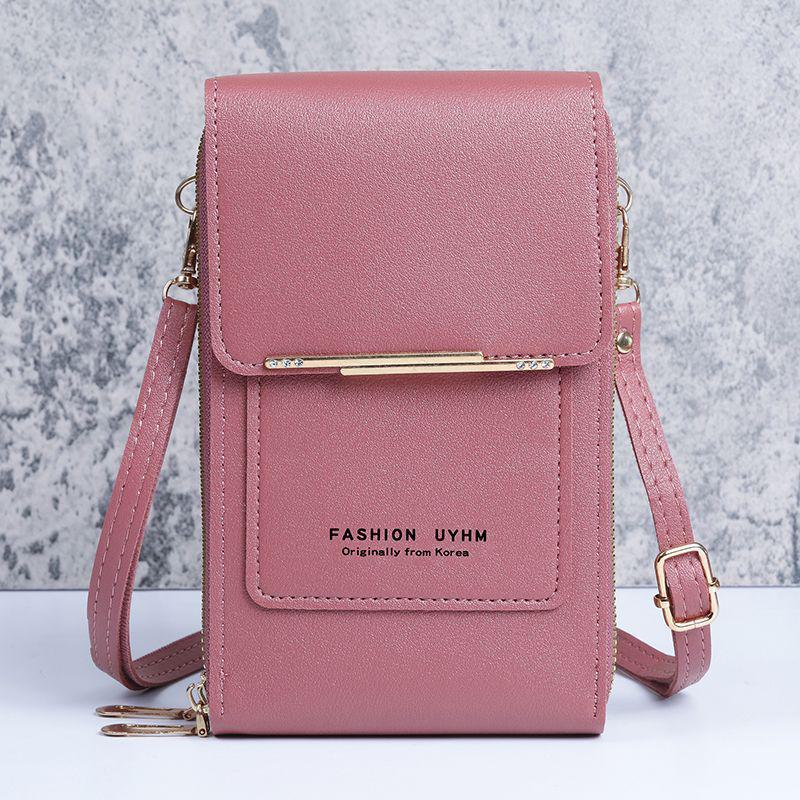 

Женская сумка через плечо с сенсорным экраном: Маленький, симпатичный, модный для мобильного телефона и ключей - вертикальный стиль розовый