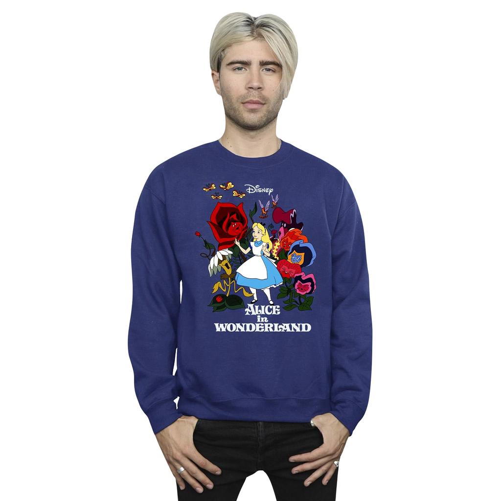 Disney Mens Alice In Wonderland Flowers Sweatshirt