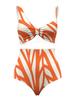 2025 Euro-American Fashion Three-Piece Striped Swimsuit with Cover-Up & Sun Protection