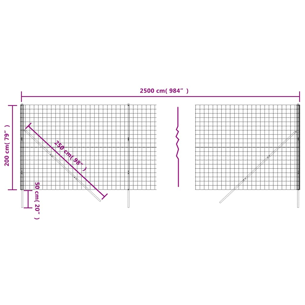 Green Welded Wire Fence 2x25 M Galvanized Steel