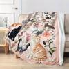 Cute Cat Floral Printed Blanket , Warm and Comfortable Throw Blanket Sofa Bed Sofa Camping Trip, the Best Gift.
