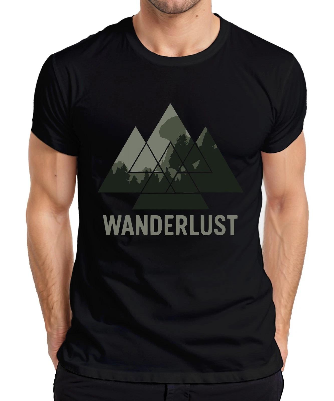 WANDERLUST Berge Wandern Outdoor Natur Wald Abenteuer Camping Herren T-Shirt L