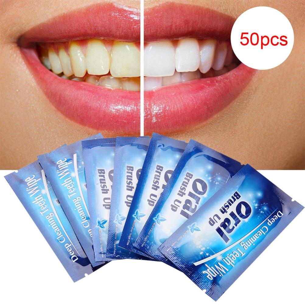 

50pcs Disposable Wipe Oral Brush Up Finger For Deep Cleaning Wipes Dental Tooth Oral Care синий