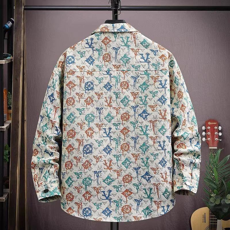 Men's Plus Size Retro Floral Long Sleeve Lightweight Jacket