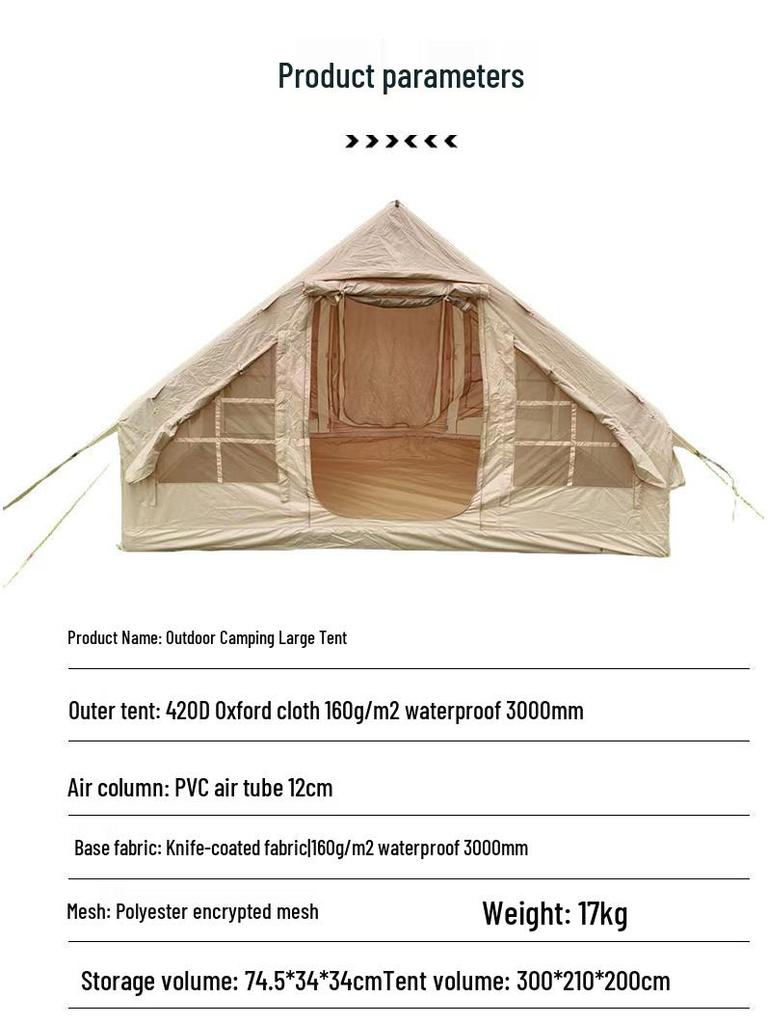 Automatic Two-in-One Inflatable Camping Tent with Awning