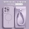 Liquid Silicone Lanyard Magnetic Phone Case For iPhone 16 14 15 Plus 11 12 13 16 Pro Max Magsafe Charge Strap Protector Cover