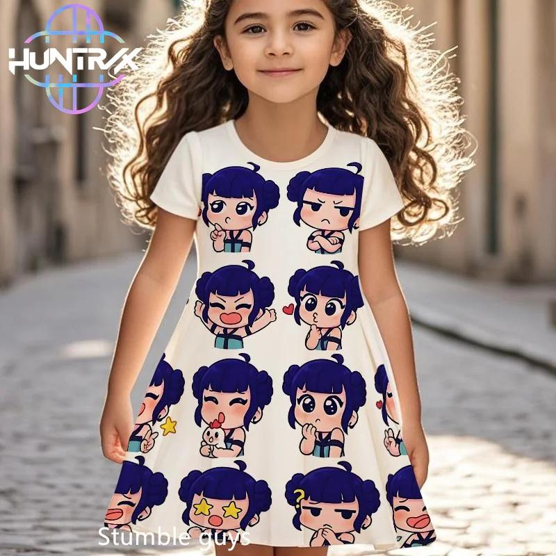 Kpop Demon Hunters Girls Dress Mira Summer Cartoon Anime Short Sleeve Beach Sundress Casual Nightgown 110