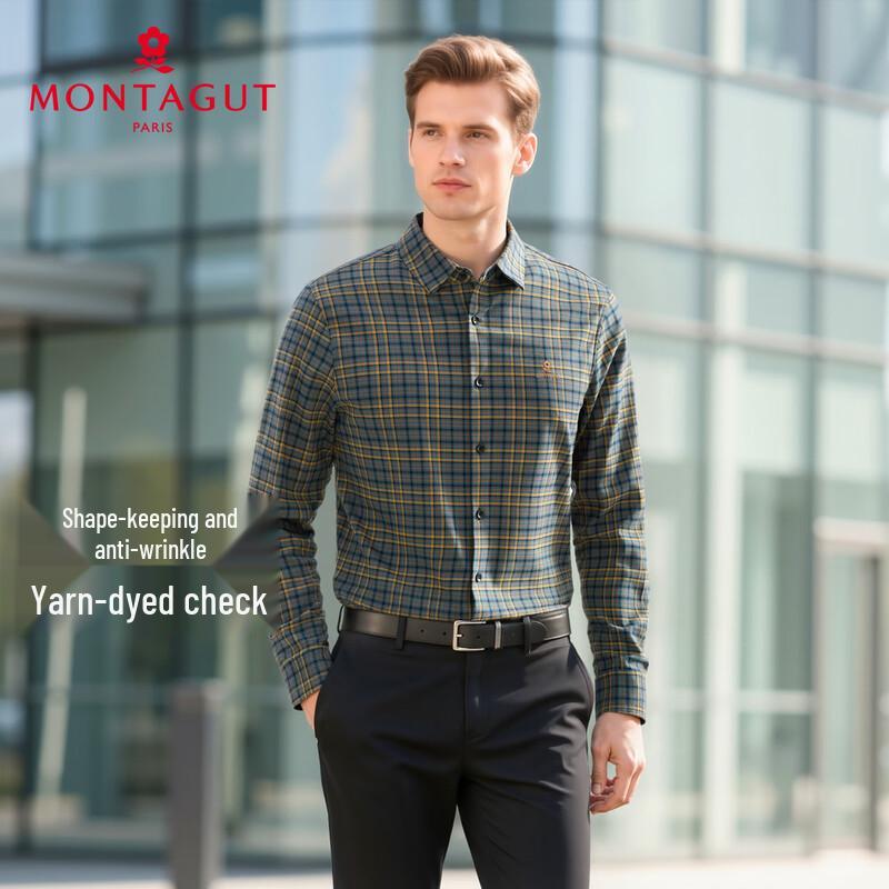 

MONTAGUT Men s Long-Sleeve Business Casual Cotton Shirt 54