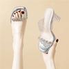 High-heeled sandals women's new summer wear transparent rhinestones thick-soled fairy wind sexy crystal