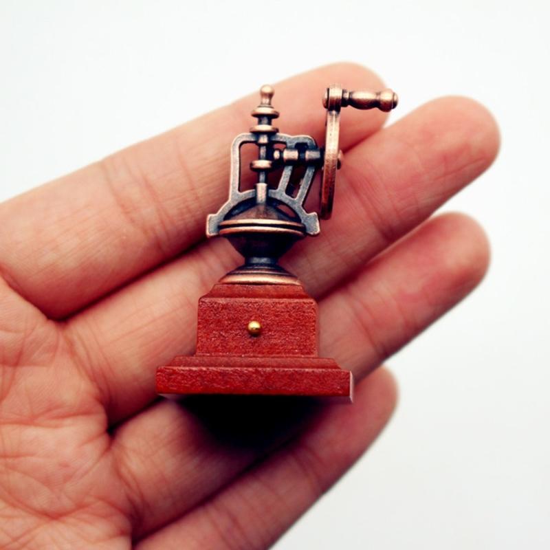 Miniature Retro Hand Cranked Sander Model Retro Design For Dollhouses Decoration And Collectible Item Alloy And Wood
