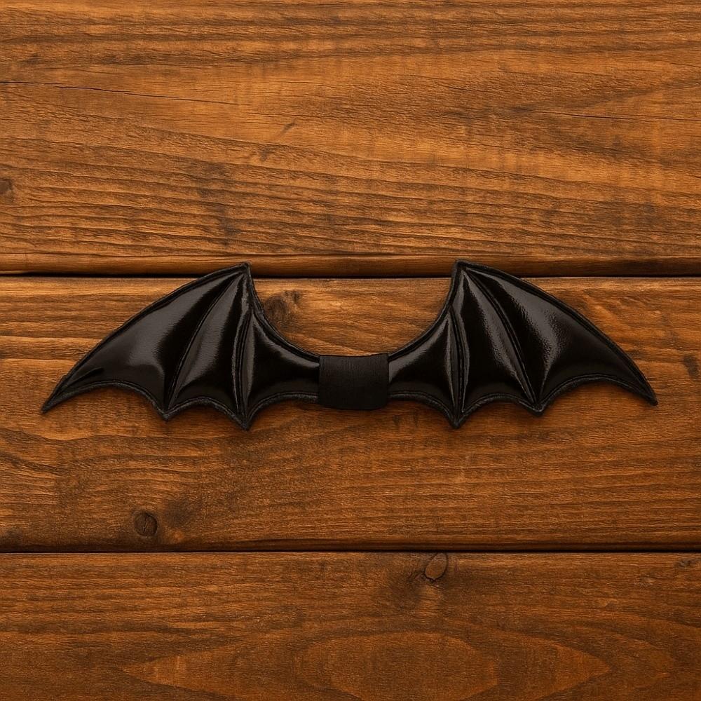 Black Halloween Cravat PU Leather Men Necktie Simple Bat Bow Tie  Cosplay