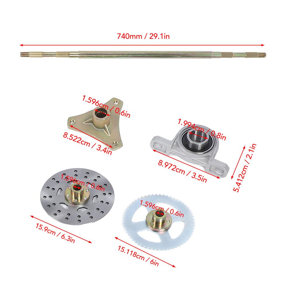 29in Go Disc Brake Calipers Kit Enhance Stability Sturdy Smooth Driving Go Kart Rear Live Axle Kit for 50cc 70cc 90cc ATV Quads