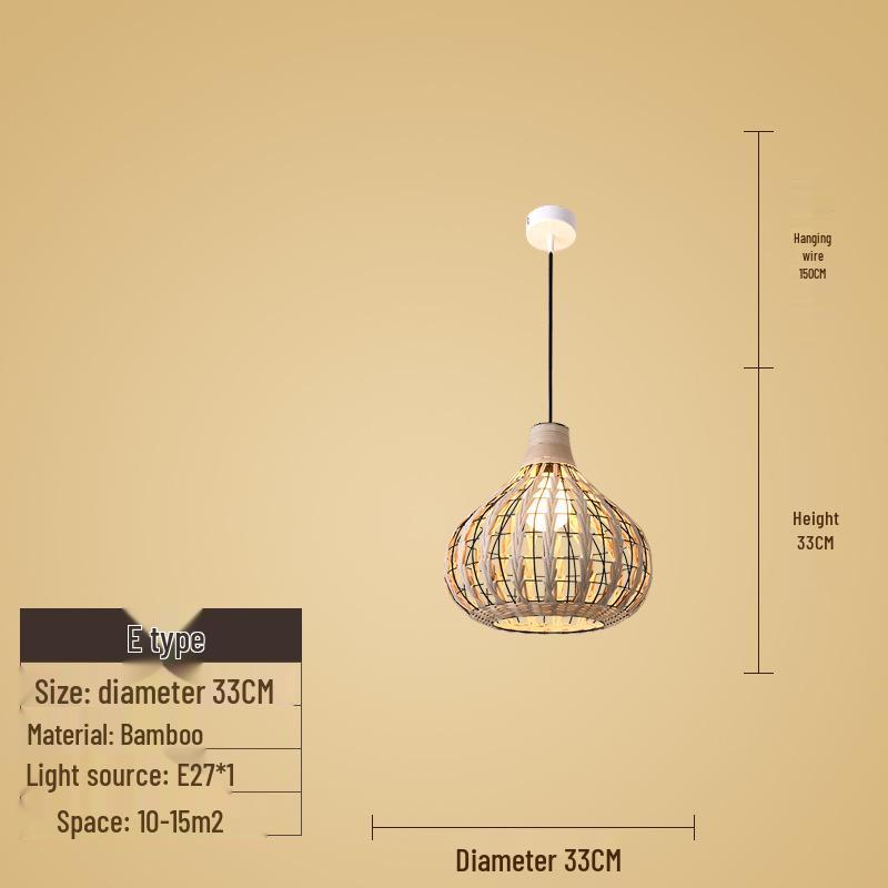 Creative Bamboo & Rattan Pendant Light for Bedroom, Japanese Restaurant, or Teahouse