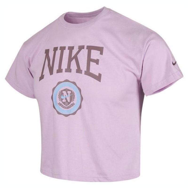 

Nike Letter Print Round Neck Pullover T-Shirt Kids Tops Purple HM6303-537 M