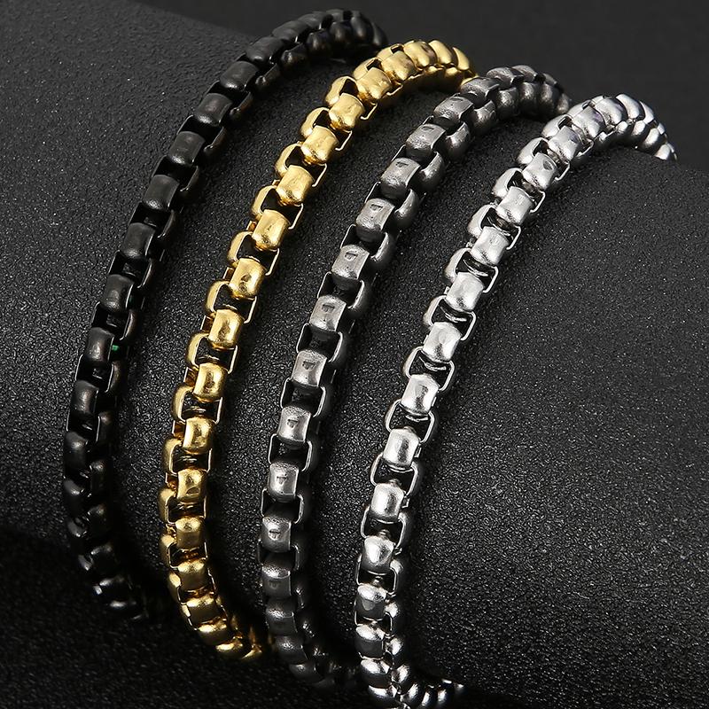 6MM Chain Men's Bracelet Man Gold Color Stainless Steel Boys Bracelets for Women On Hand Mannen Armband Jewellery Accessories Adjustable