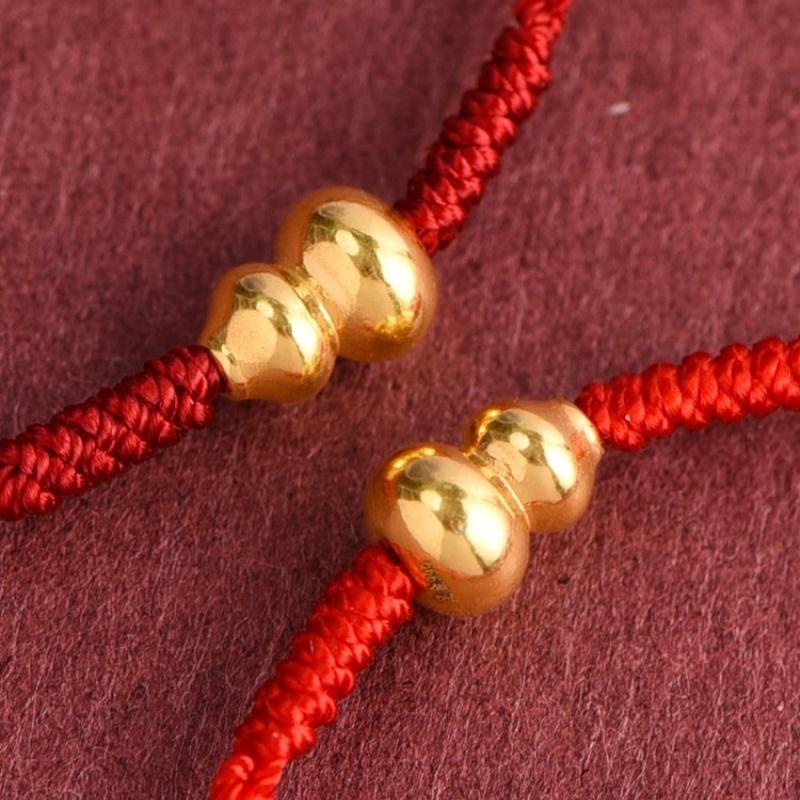 Fashion Handmade Woven Red Rope Bracelet For Couple Lucky Gold Color Calabash Charm Bracelet Good Fortune Bracelet New Year Gift