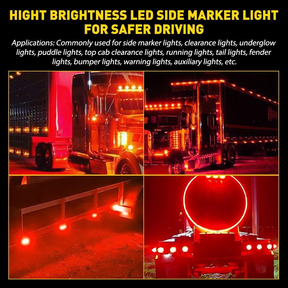 2x LED Red Watermelon Lights Side Marker Truck Trailer Turn Signal Light 12V